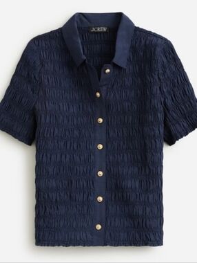 NWT J.Crew Gold Button Smocked Top